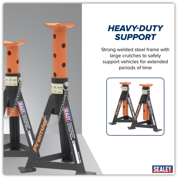 Premier Axle Stands (Pair) 3 Tonne Capacity per Stand - Orange | AS3O