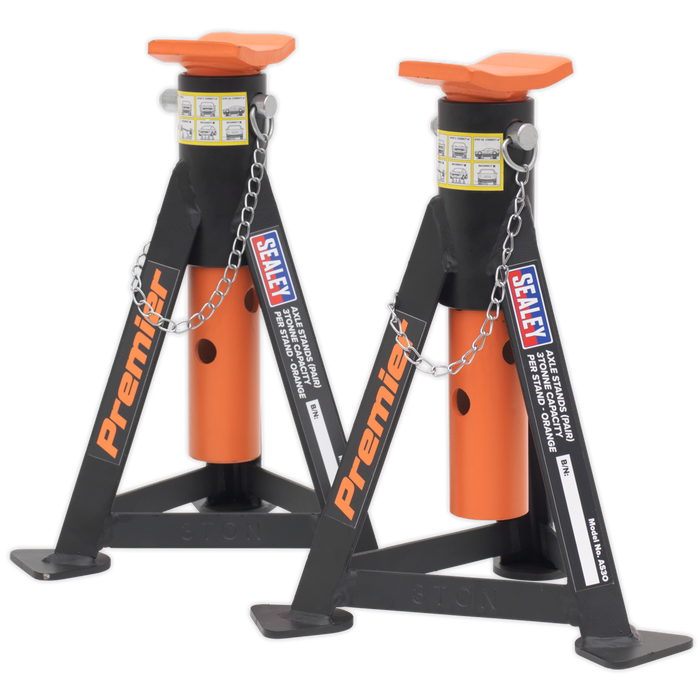 Premier Axle Stands (Pair) 3 Tonne Capacity per Stand - Orange | AS3O