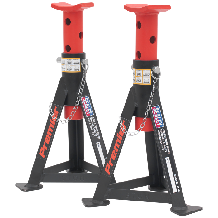 Premier Axle Stands (Pair) 3 Tonne Capacity per Stand - Red | AS3R