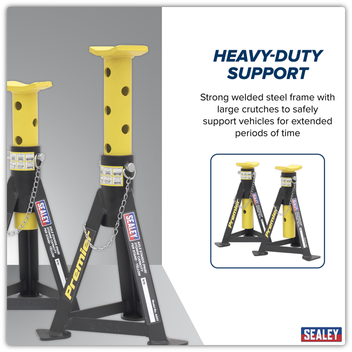 Premier Axle Stands (Pair) 3 Tonne Capacity per Stand - Yellow | AS3Y