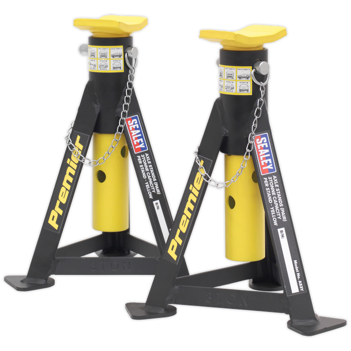 Premier Axle Stands (Pair) 3 Tonne Capacity per Stand - Yellow | AS3Y