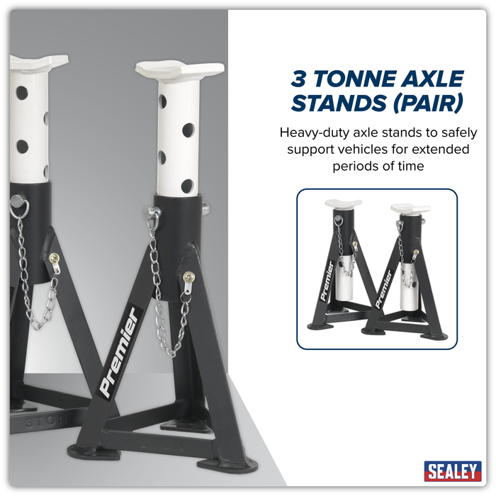Premier Axle Stands (Pair) 3 Tonne Capacity per Stand - White | AS3