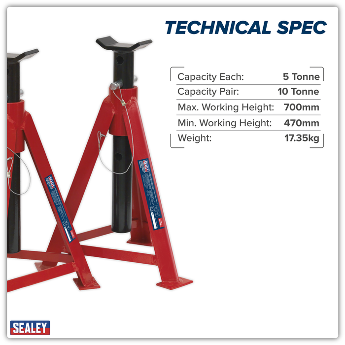Axle Stands (Pair) 5 Tonne Capacity per Stand | AS5000M