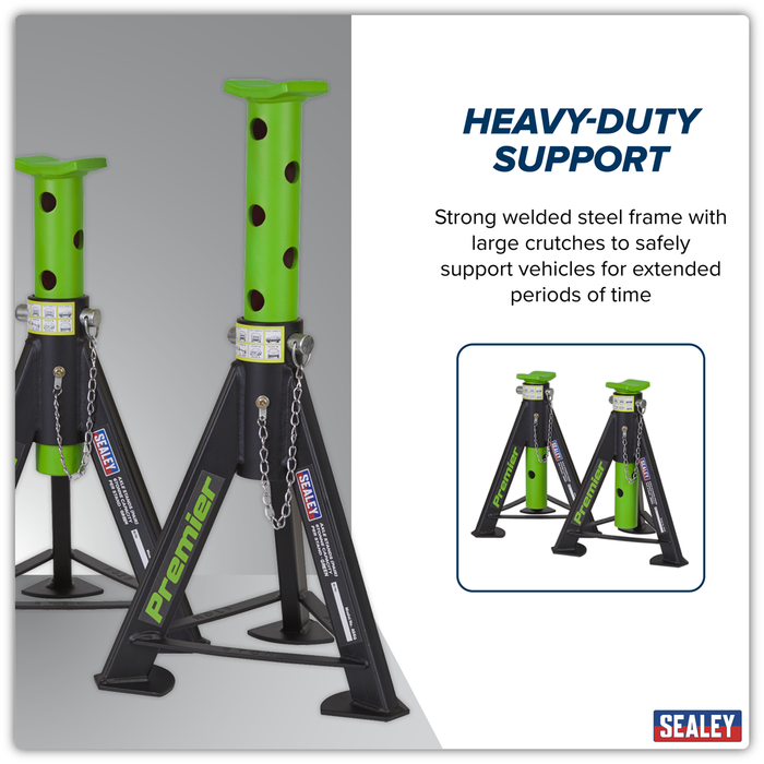 Premier Axle Stands (Pair) 6 Tonne Capacity per Stand - Green | AS6G