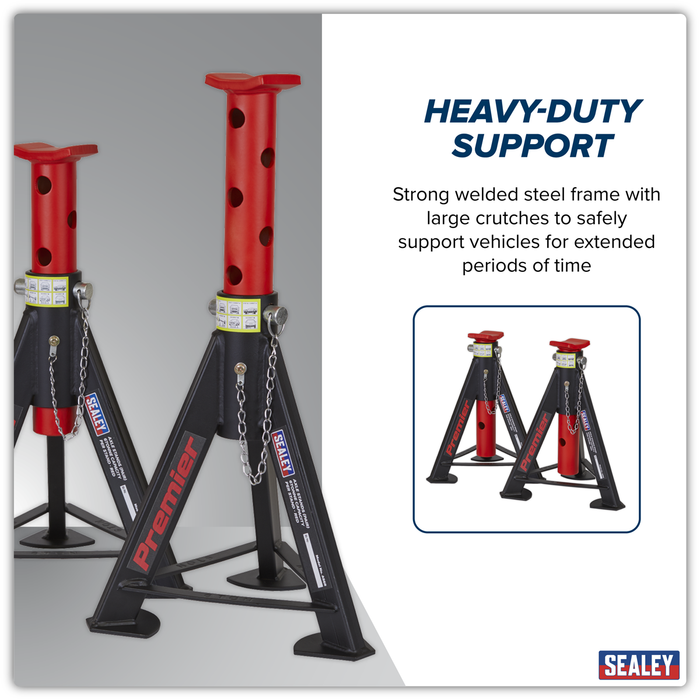 Premier Axle Stands (Pair) 6 Tonne Capacity per Stand - Red | AS6R