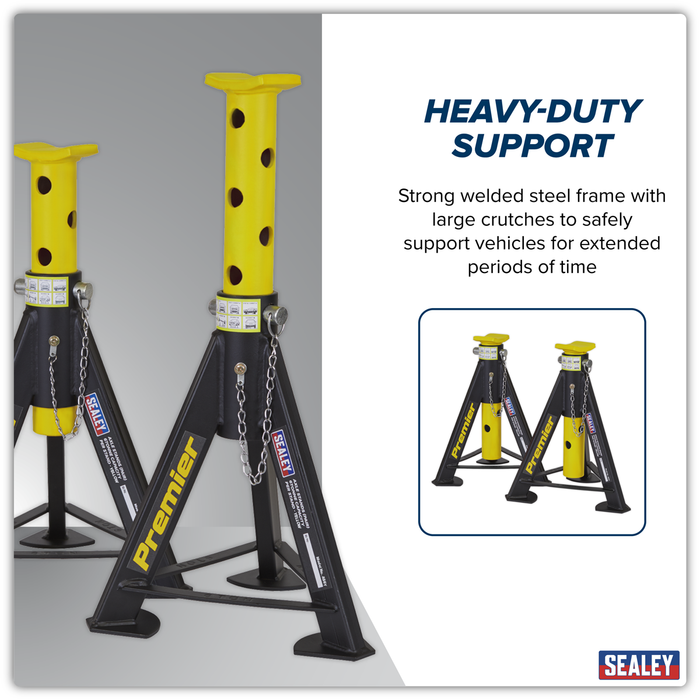 Premier Axle Stands (Pair) 6 Tonne Capacity per Stand - Yellow | AS6Y