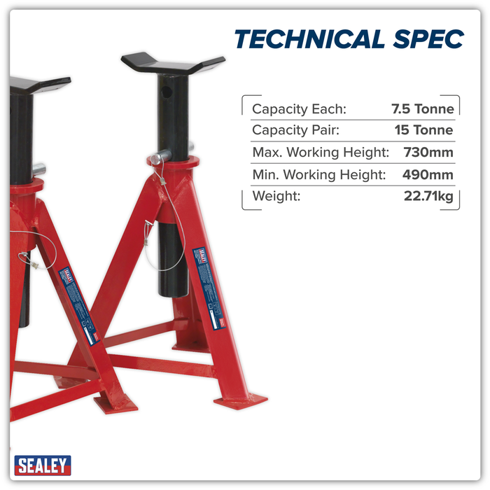Axle Stands (Pair) 7.5 Tonne Capacity per Stand | AS7500
