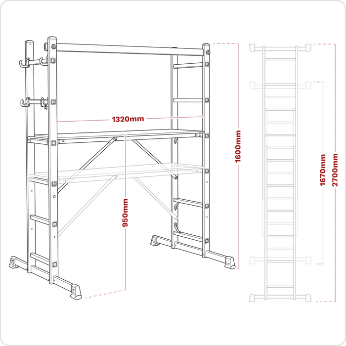 Scaffold Ladder 4-Way Aluminium - EN 131 | ASCL2