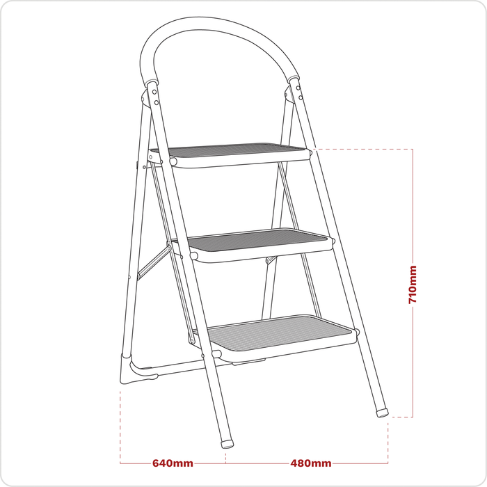 3-Tread Step Stool 150kg Capacity - EN 14183 | ASL23