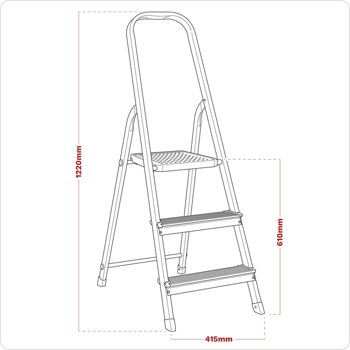 Step Ladder 3-Tread Aluminium - EN 131 | ASL3S