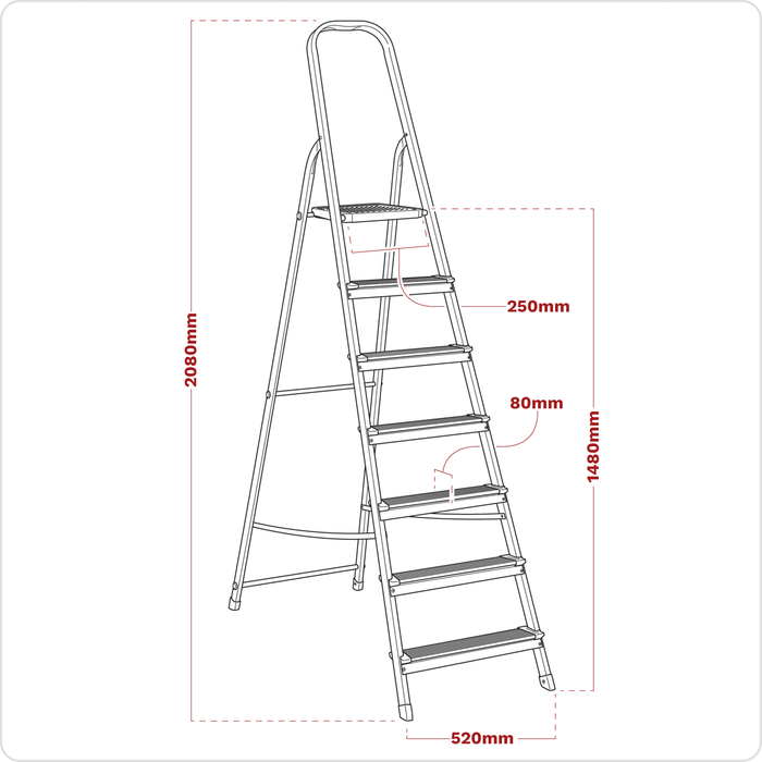 Step Ladder 7-Tread Aluminium - EN 131 | ASL7