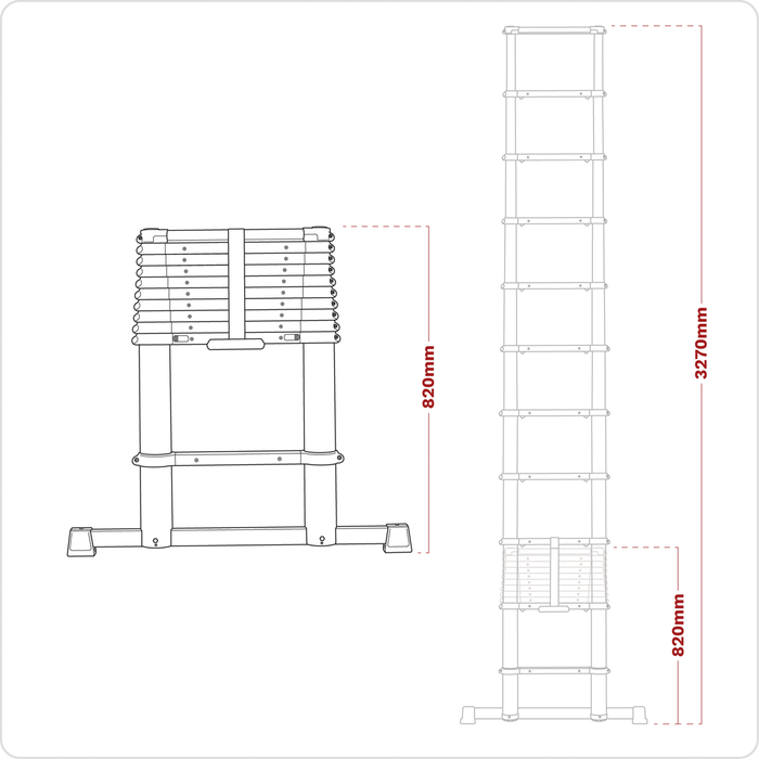 Aluminium Professional Telescopic Ladder 11-Tread - EN 131 | ATL11
