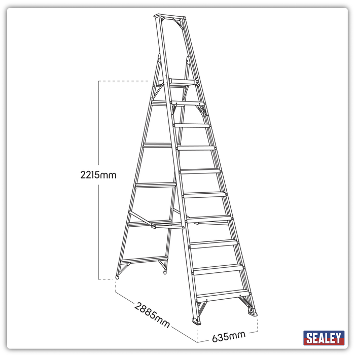Industrial Step Ladder 10-Tread Aluminium - EN 131 | AXL10