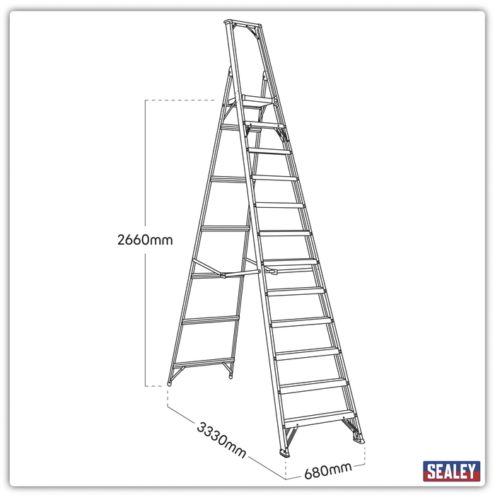 Industrial Step Ladder 12-Tread Aluminium - BS EN 131 | AXL12