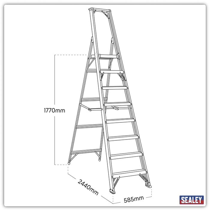 Industrial Step Ladder 8-Tread Aluminium - EN 131 | AXL8