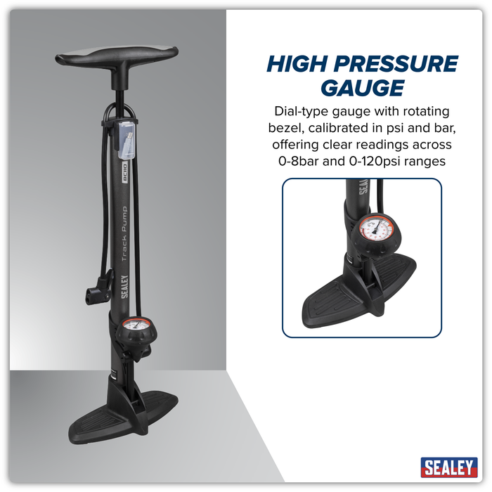 Track Pump with Dial Type Pressure Gauge | BC110
