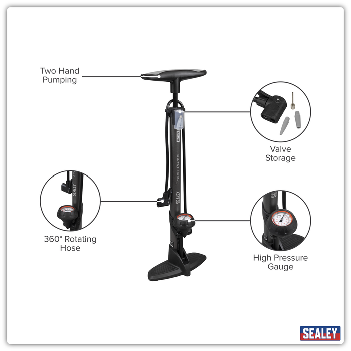 Track Pump with Dial Type Pressure Gauge | BC110