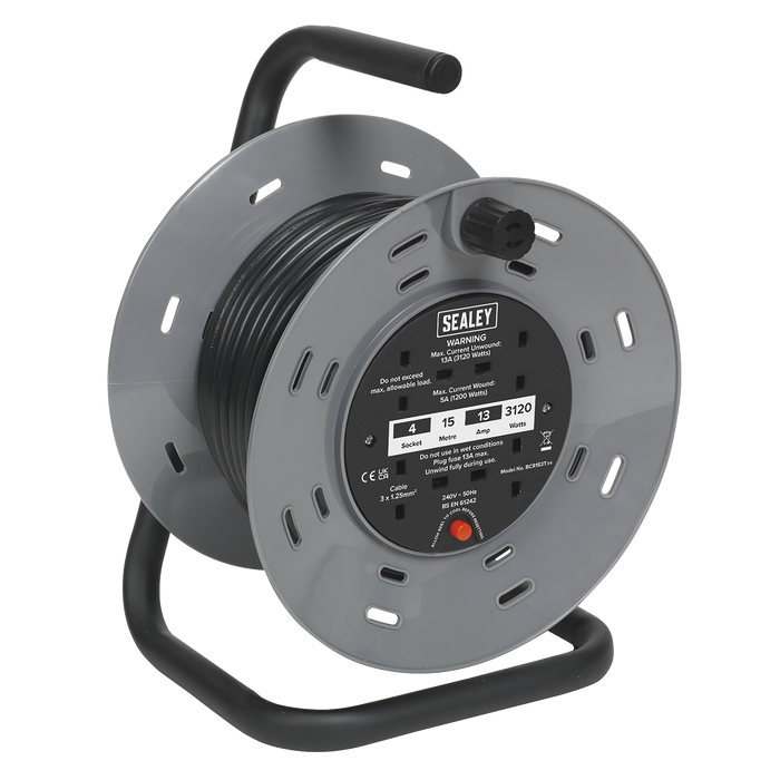 15m Cable Reel with Thermal Trip 4 x 230V | BCR153T