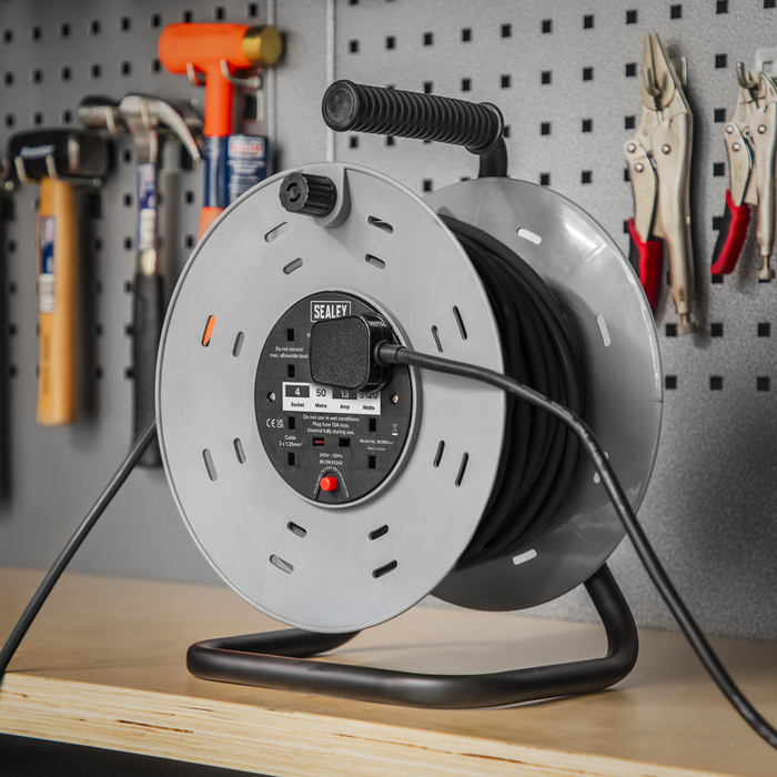 50m Cable Reel with Thermal Trip 4 x 230V | BCR50