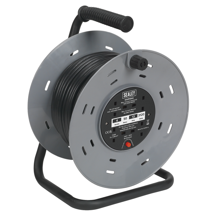 50m Cable Reel with Thermal Trip 4 x 230V | BCR50