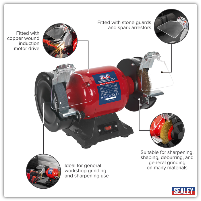150mm Heavy-Duty Bench Grinder with Wire Wheel 450W/230V | BG150XW/99
