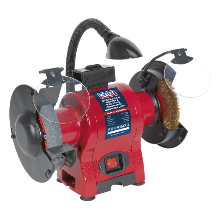 150mm Bench Grinder & Wire Wheel Combination with Worklight 250W/230V | BG150XWL