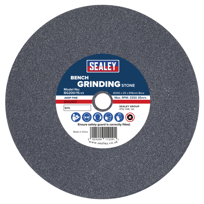 200 x 25mm Grinding Stone 16mm Bore - A60P Fine | BG200/15