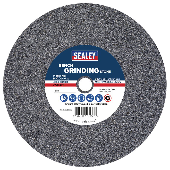 200 x 25mm Grinding Stone 16mm Bore - A36Q Coarse | BG200/16