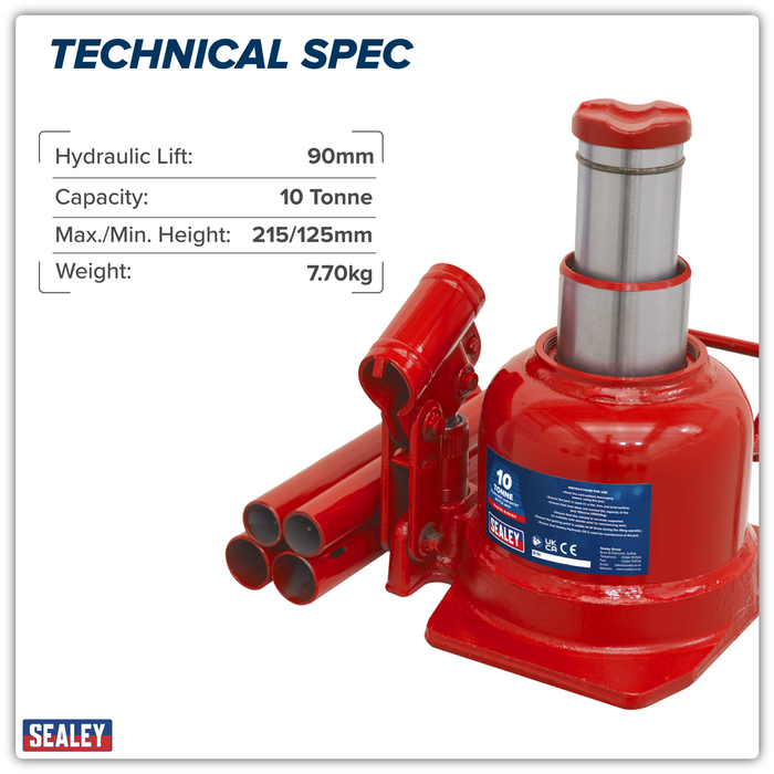 Low Profile Telescopic Bottle Jack 10 Tonne | BJ10LE