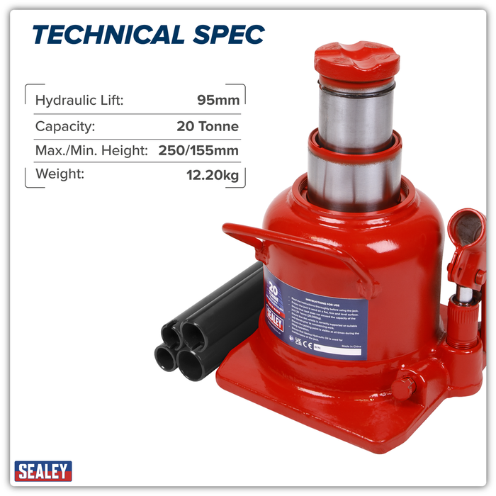 Low Profile Telescopic Bottle Jack 20 Tonne | BJ20LE