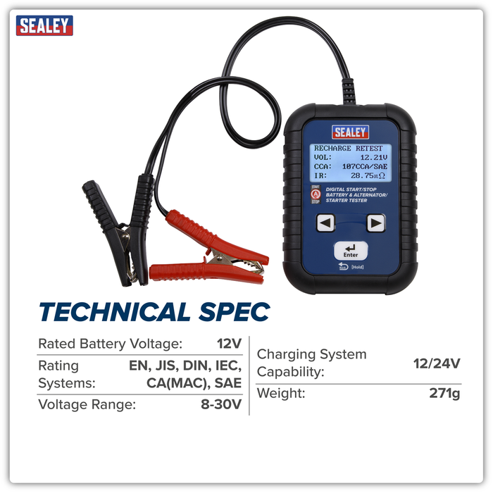 Digital Start/Stop Battery & Alternator/Starter Tester 12/24V | BT2011