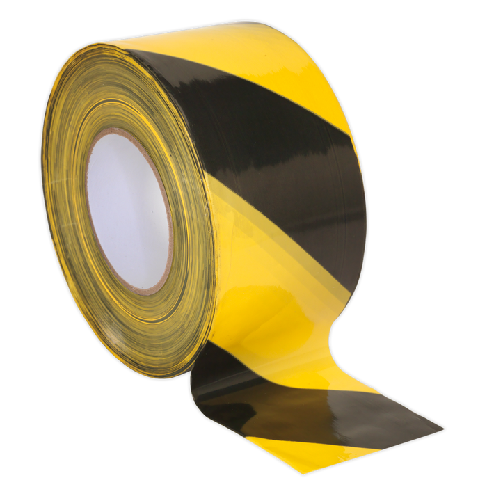 Non-Adhesive Hazard Warning Barrier Tape 80mm x 100m - Black/Yellow | BTBY
