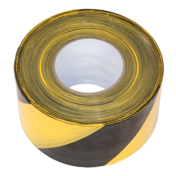 Non-Adhesive Hazard Warning Barrier Tape 80mm x 100m - Black/Yellow | BTBY