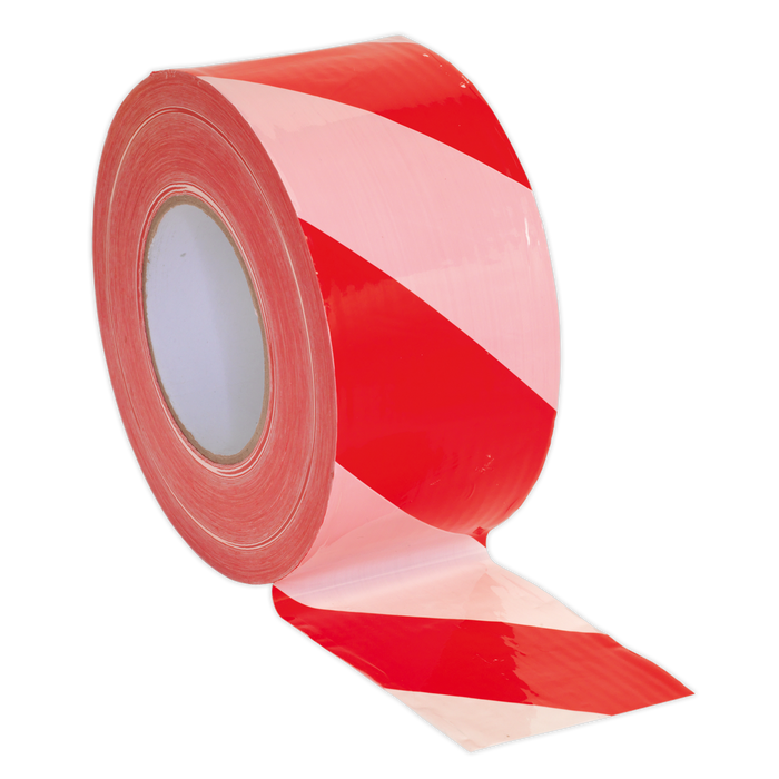 Non-Adhesive Hazard Warning Barrier Tape 80mm x 100m - Red/White | BTRW