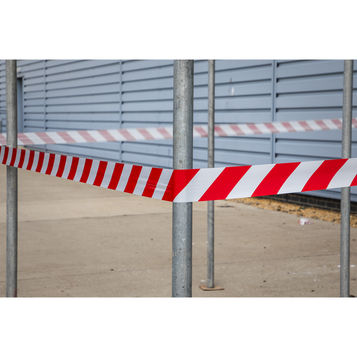 Non-Adhesive Hazard Warning Barrier Tape 80mm x 100m - Red/White | BTRW