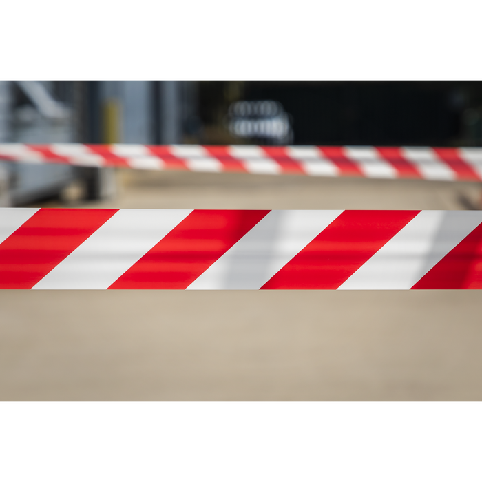 Non-Adhesive Hazard Warning Barrier Tape 80mm x 100m - Red/White | BTRW