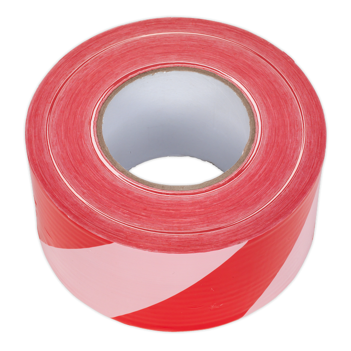 Non-Adhesive Hazard Warning Barrier Tape 80mm x 100m - Red/White | BTRW