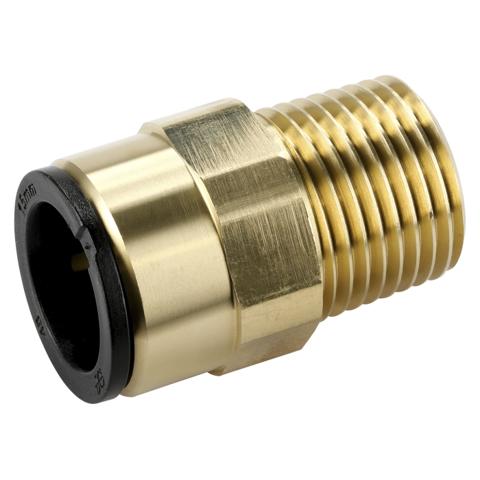 John Guest® Brass Straight Adaptor 15mm x 1/2"BSPT | CAS15BSA