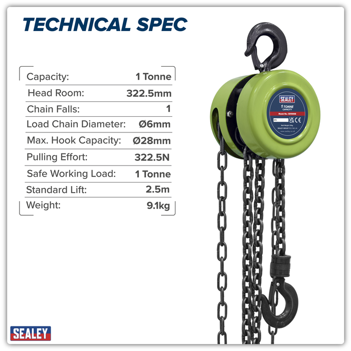 2.5m Chain Block 1 Tonne | CB1000E