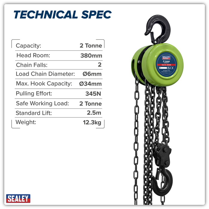 2.5m Chain Block 2 Tonne | CB2000E