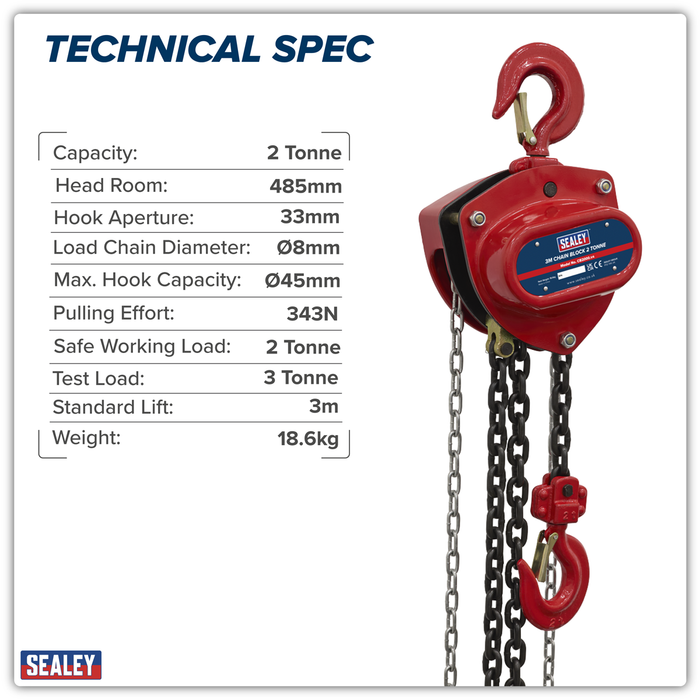 3m Chain Block 2 Tonne | CB2000