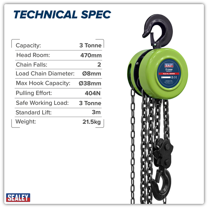 3m Chain Block 3 Tonne | CB3000E