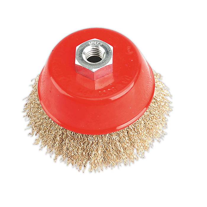 100mm Brassed Steel Crimped Wire Cup Brush M14 x 2mm | CBC100