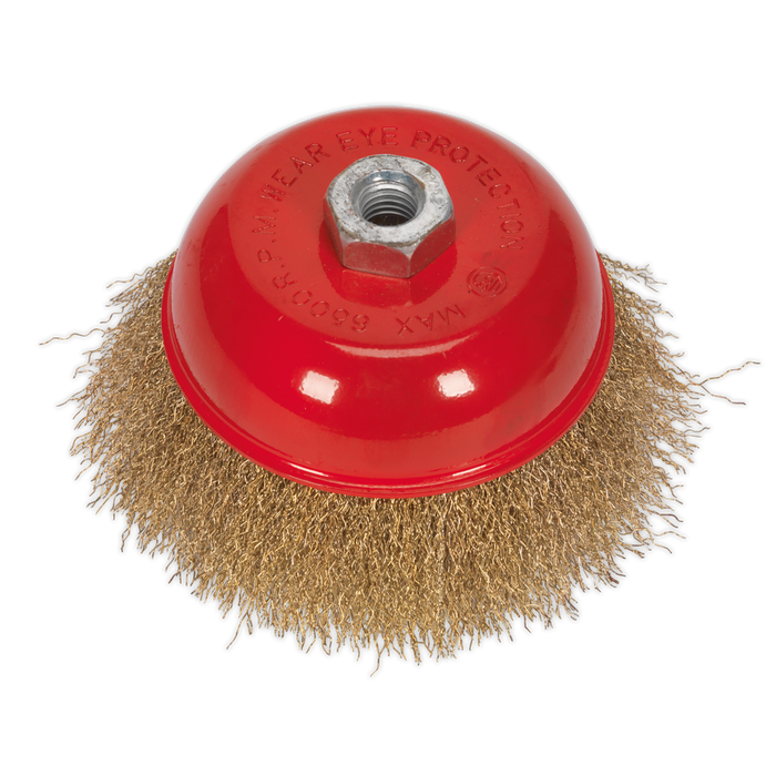 125mm Brassed Steel Crimped Wire Cup Brush M14 x 2mm | CBC125