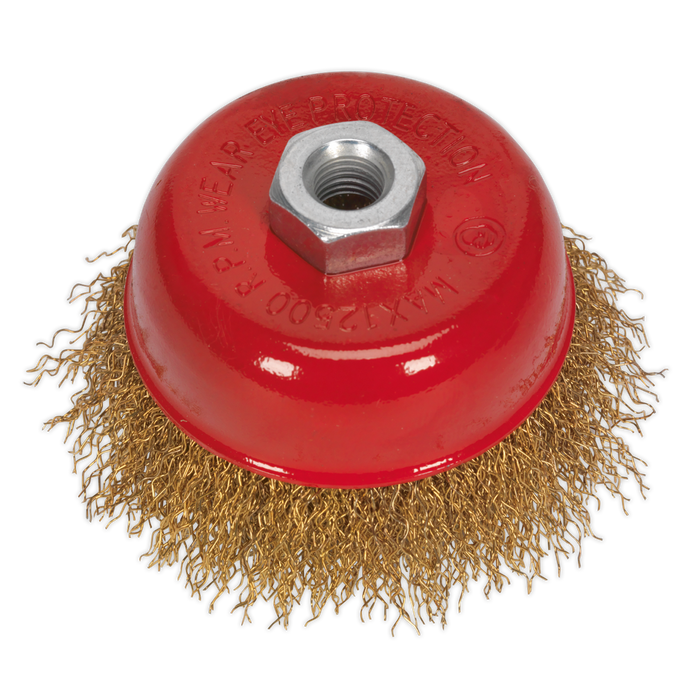 75mm Brassed Steel Crimped Wire Cup Brush M10 x 1.5mm | CBC75