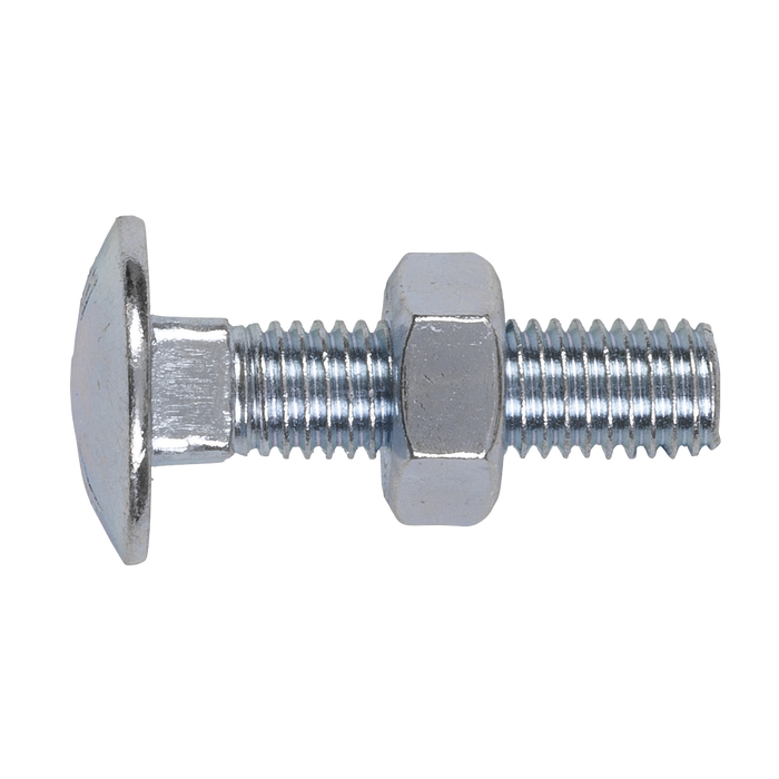 Zinc Plated Coach Bolt & Nut M10 x 40mm, DIN 603 - Pack of 50 | CBN1040