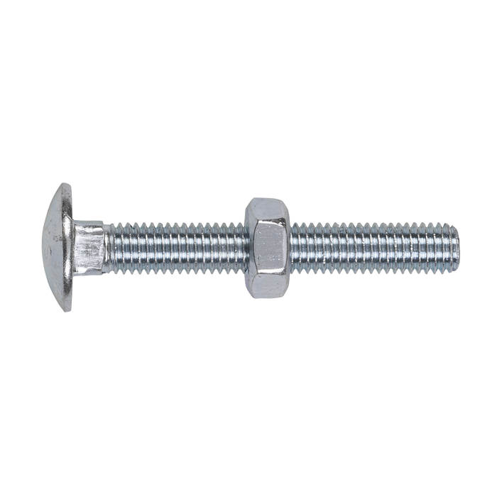 Zinc Plated Coach Bolt & Nut M10 x 75mm, DIN 603 - Pack of 50 | CBN1075