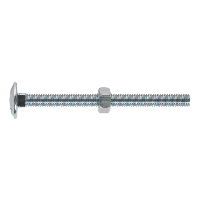 Zinc Plated Coach Bolt & Nut M6 x 75mm, DIN 603 - Pack of 100 | CBN675
