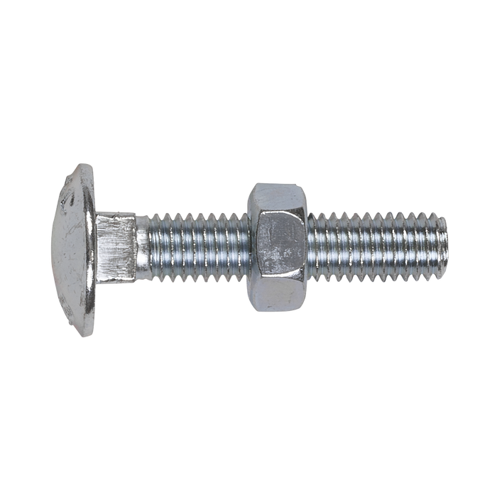 Zinc Plated Coach Bolt & Nut M8 x 40mm, DIN 603 - Pack of 50 | CBN840