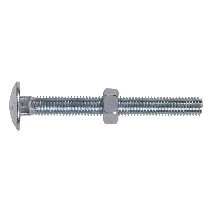Zinc Plated Coach Bolt & Nut M8 x 75mm, DIN 603 - Pack of 50 | CBN875